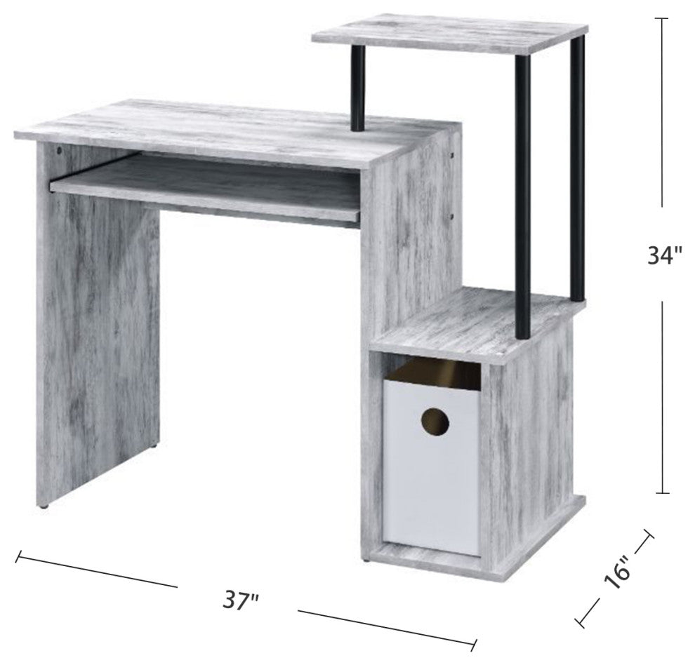 Computer Desk With Keyboard Tray, Antique White and Black