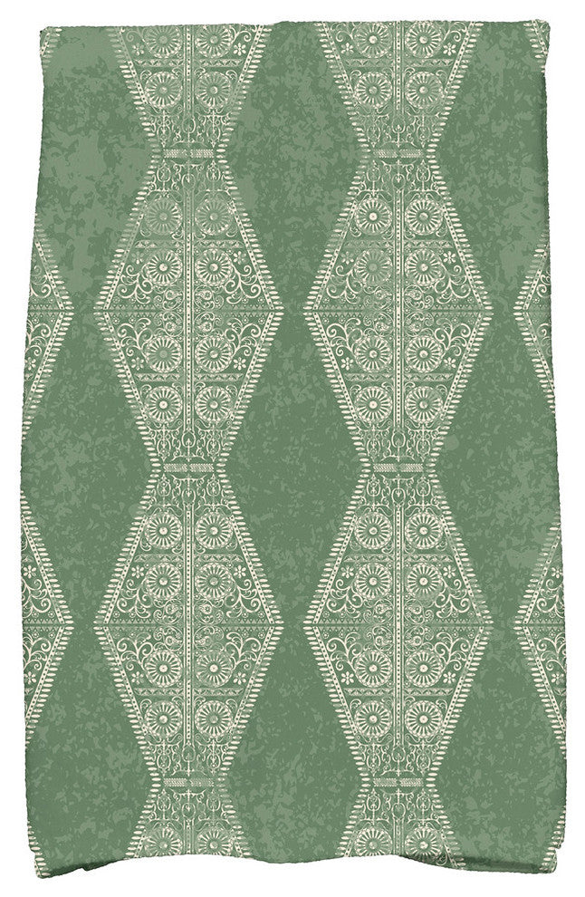 Pyramid Stripe Geometric Print Hand Towel, Green
