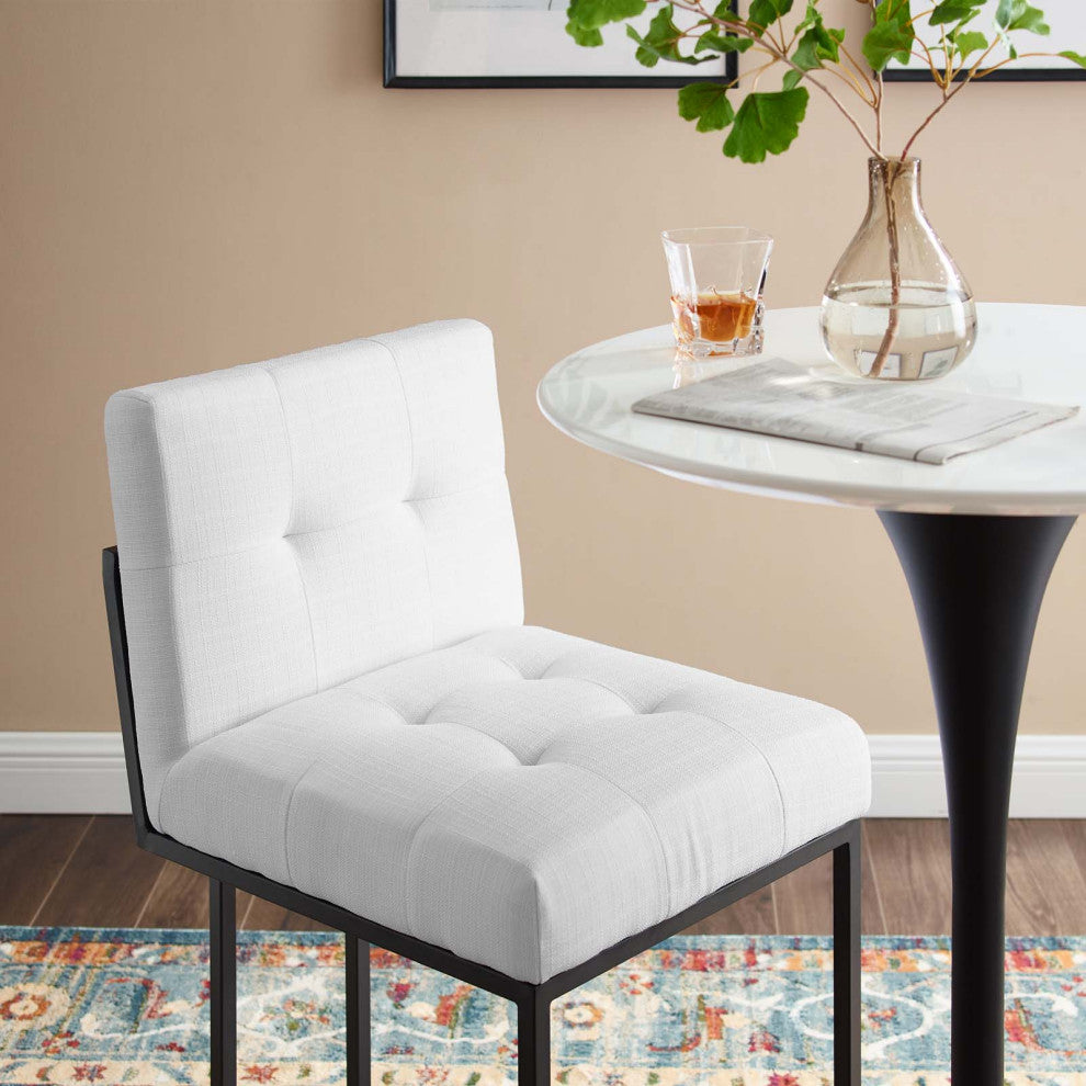 Counter Stool Chair, Fabric, Metal, Black White, Bar Pub Cafe Bistro Restaurant