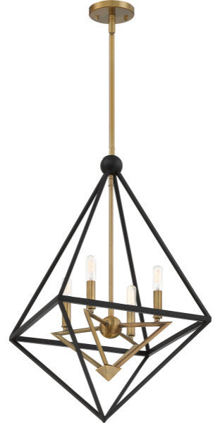 Quoizel LVR5204WT Four Light Foyer Pendant, Western Bronze Finish
