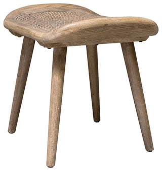 Casual Minimalist Solid Oak Bench Woven Rattan Cane Seat Vintage Style Scandi