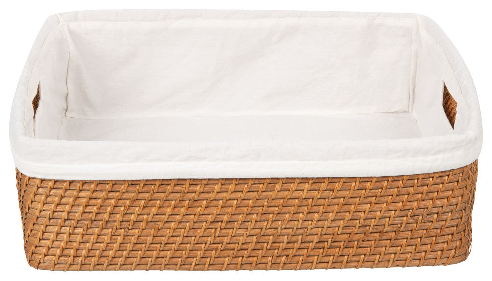 Laguna Rattan Shelf Basket With Liner, Honey Brown