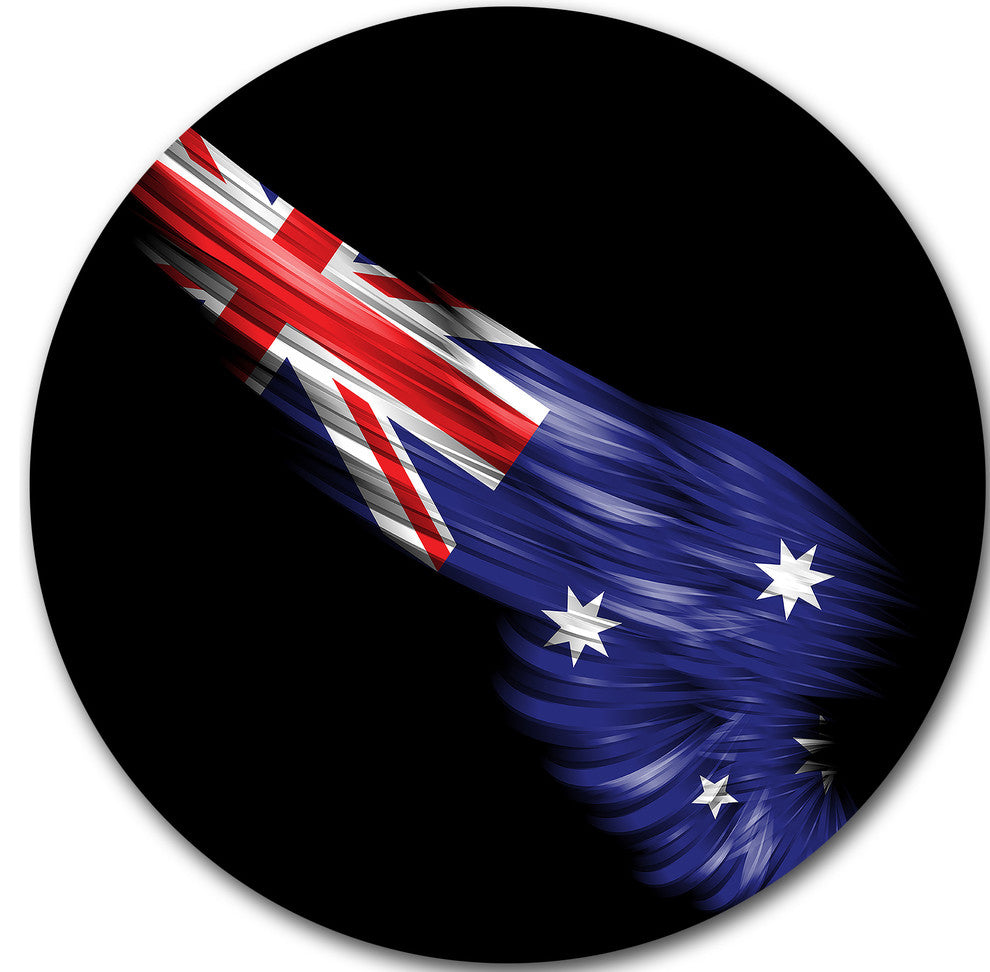 Wing With Australian Flag, Digital Art Round Wall Art, 23"