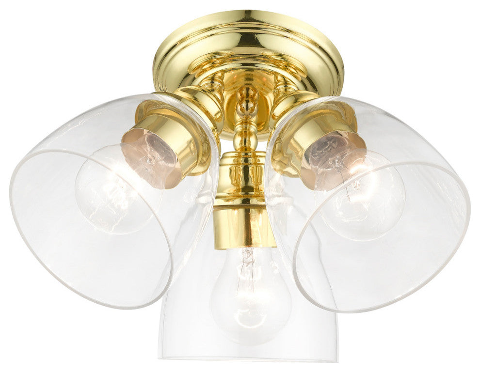 Montgomery 3 Light Polished Brass Semi-Flush