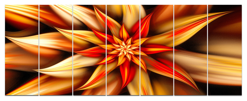 Beautiful Brown Flower Petals, Floral Canvas Art Print, 83"x32", 7 Panels