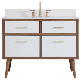 Blake 42" Bathroom Vanity, White With Backsplash