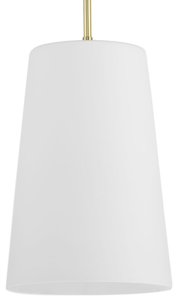 Clarion Collection One-Light Satin Brass Etched White Transitional Pendant