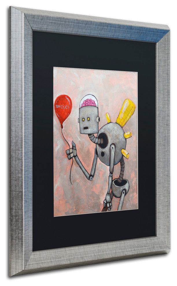 'Smile' Matted Framed Art, Silver Frame, Black Matte, 20x16
