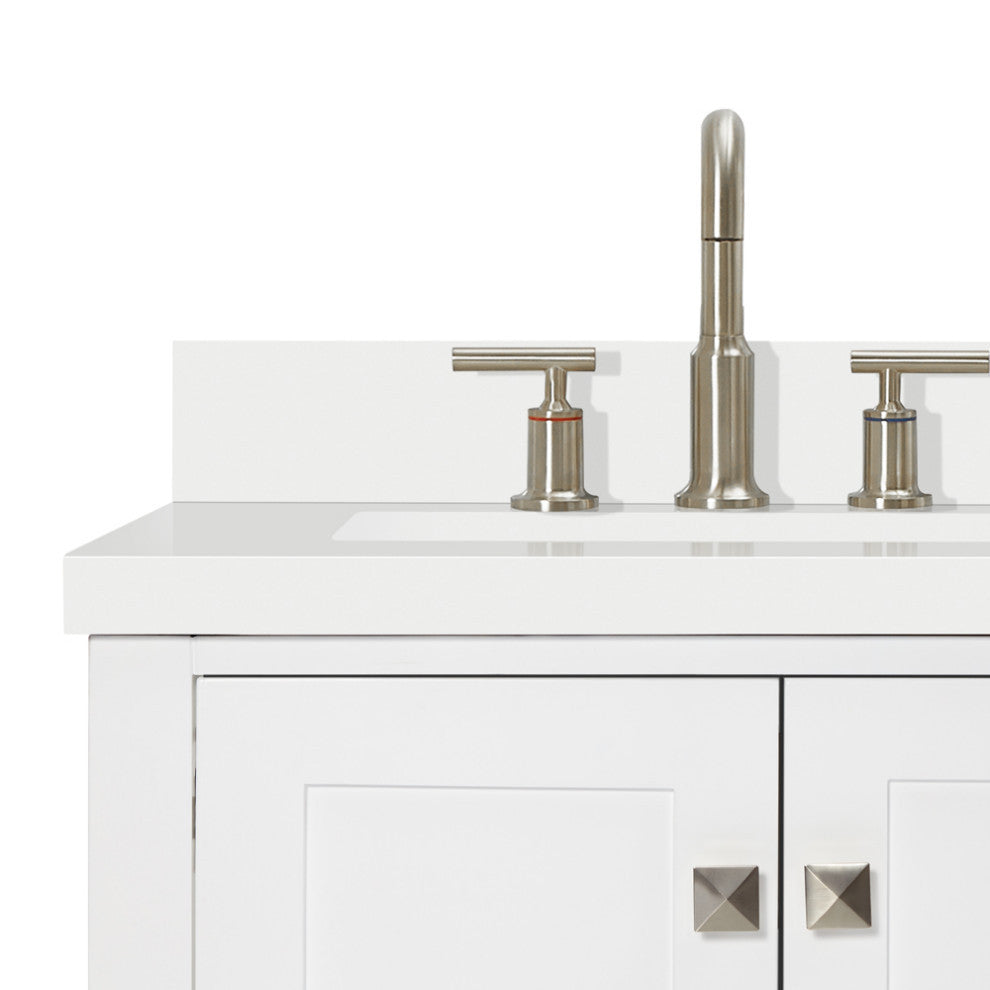 ARIEL Cambridge 61" Double Rectangle Sink Bathroom Vanity White With Quartz Top