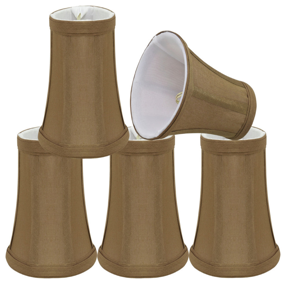 30247-5 Small Bell  Chandelier Clip On Lamp Shade Light Brown 2 1/2"x4"x5"