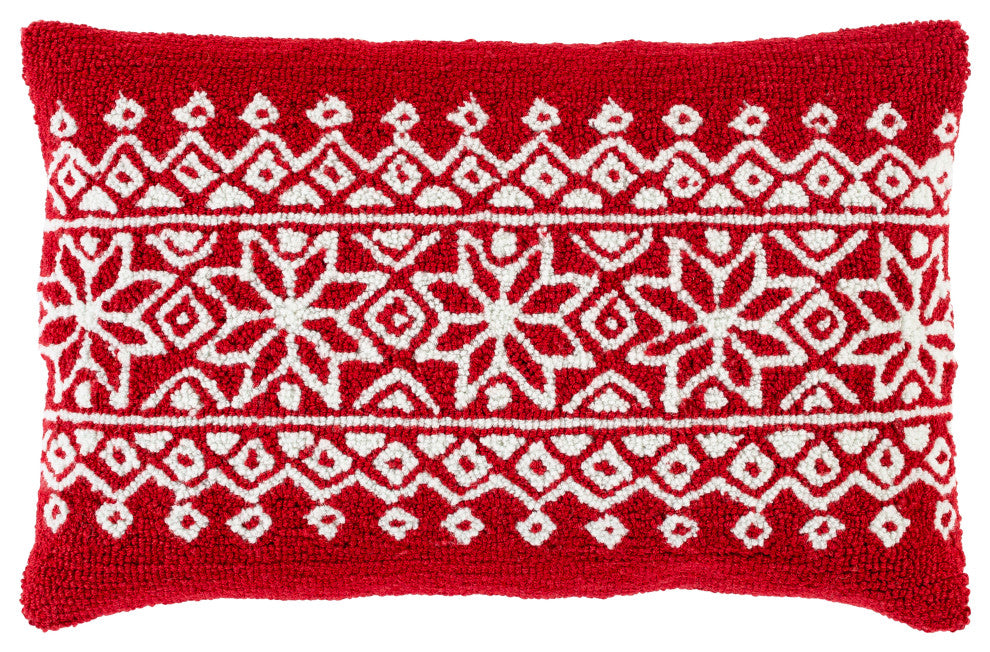 Surya Winter WIT-010 18"x18" Pillow Kit, Ivory/Bright Red