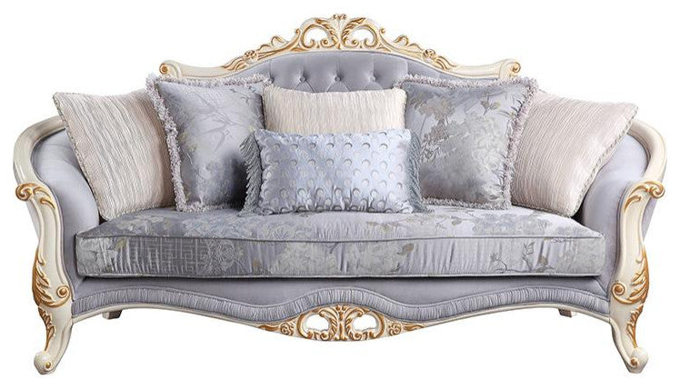 Lv00254 Sofa With 6 Pillows, Gray Fabric Galelvith