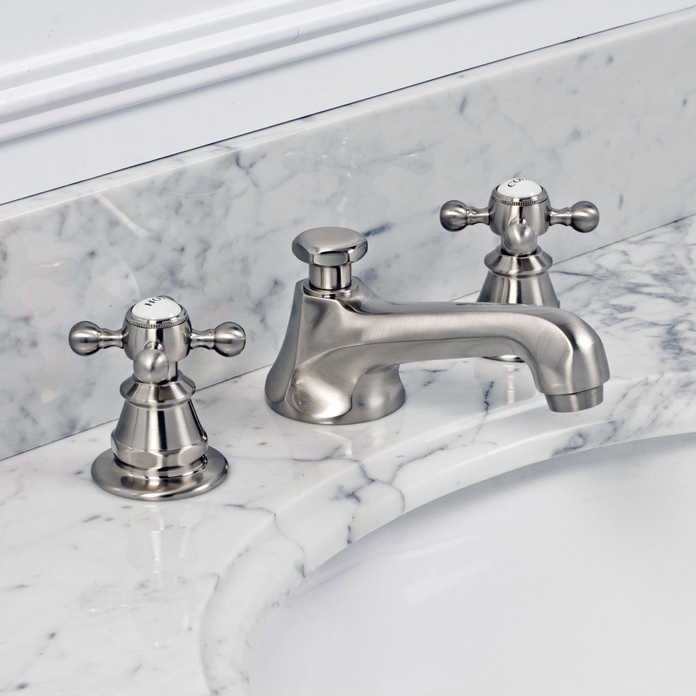 Lever Handles-American Widespread Lavatory Faucet, Brushed Nickel Finish With Pr