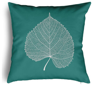 Leaf Study Accent Pillow With Removable Insert, Desert Turquoise, 20"x20"