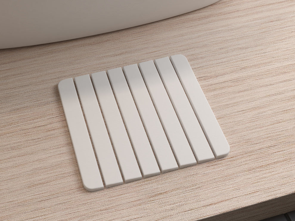 CastelloUSA Diatomite Quick-Dry Stone Bath Mat, 16"x12", Small, Natural White