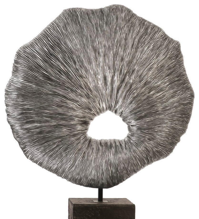 Colossal Fungia, Silver Leaf, Slate Pedestal