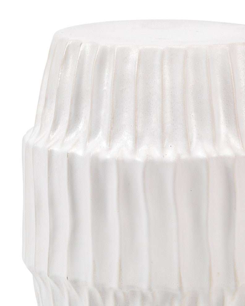 Modern Organic Shape Matte White Ripple Side Table Coastal Modern Drum Accent