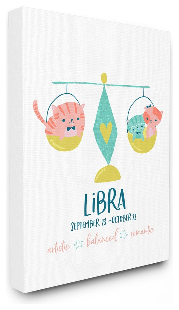 The Kids Room Fun Modern Zodiac Libra Kittens Canvas Wall Art, 16"x20"