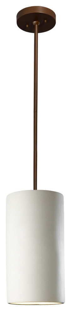 Large Cylinder Pendant, Bisque, Dark Bronze, Incandescent