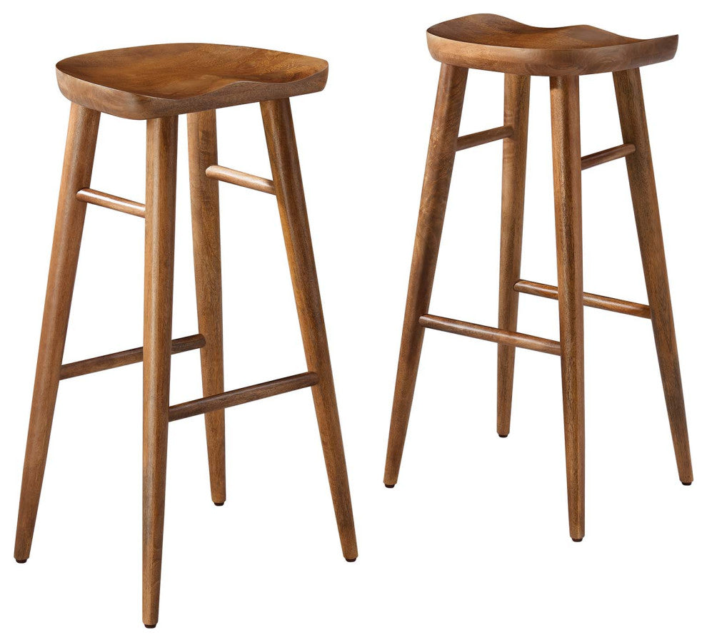 Saville Backless Wood Bar Stools - Set of 2
