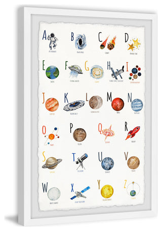 "Space Alphabet" Framed Painting Print, 12x18