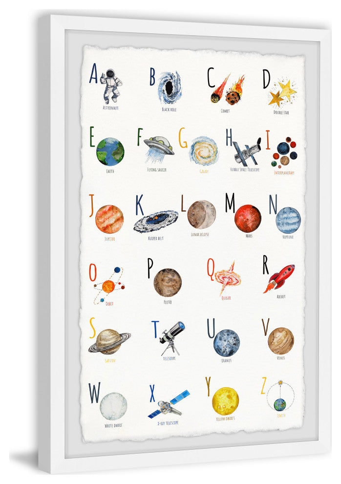 "Space Alphabet" Framed Painting Print, 12x18