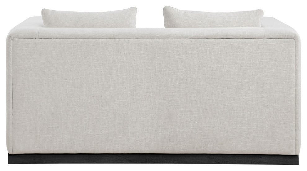 Alfie Linen Textured Fabric Upholstered Loveseat, Beige