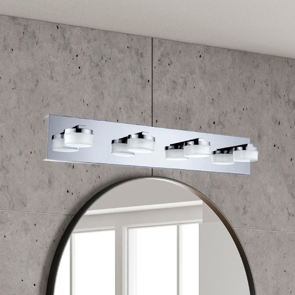 LED Bath Light, Chrome Finish and Clear and Satin Glass
