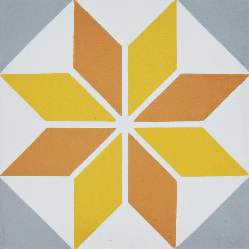 8"x8" Assila Handmade Cement Tile, Multicolor, Set of 12