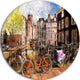 Amsterdam City Artwork, Landscape Round Wall Art, 23"