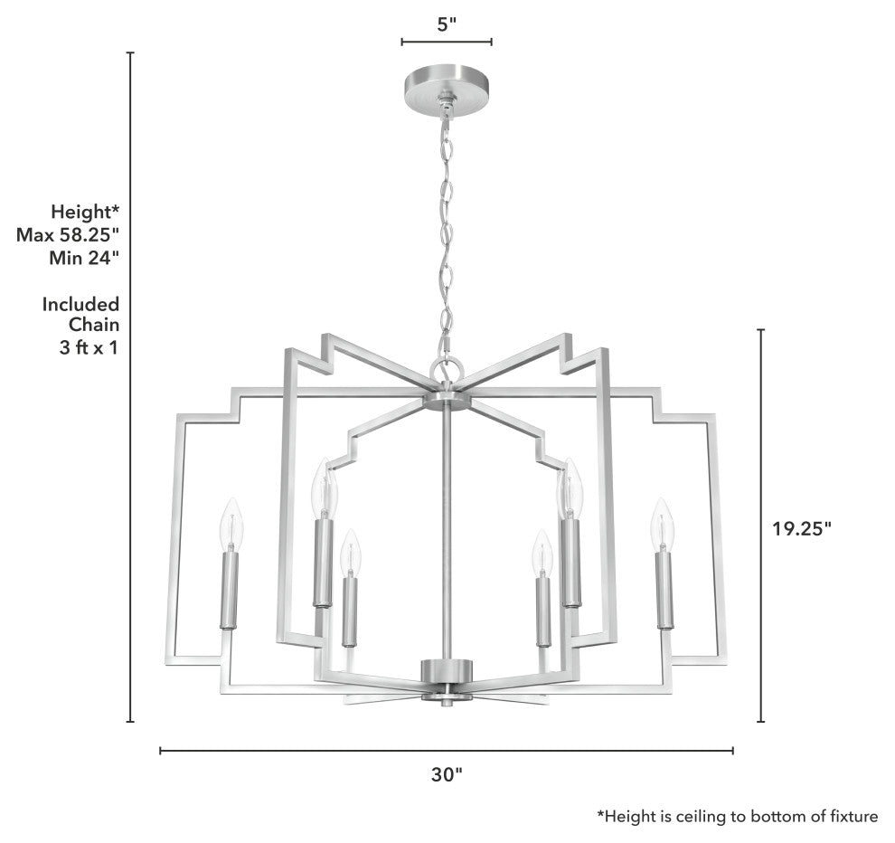 30" Zoanne Brushed Nickel 6-Light Chandelier