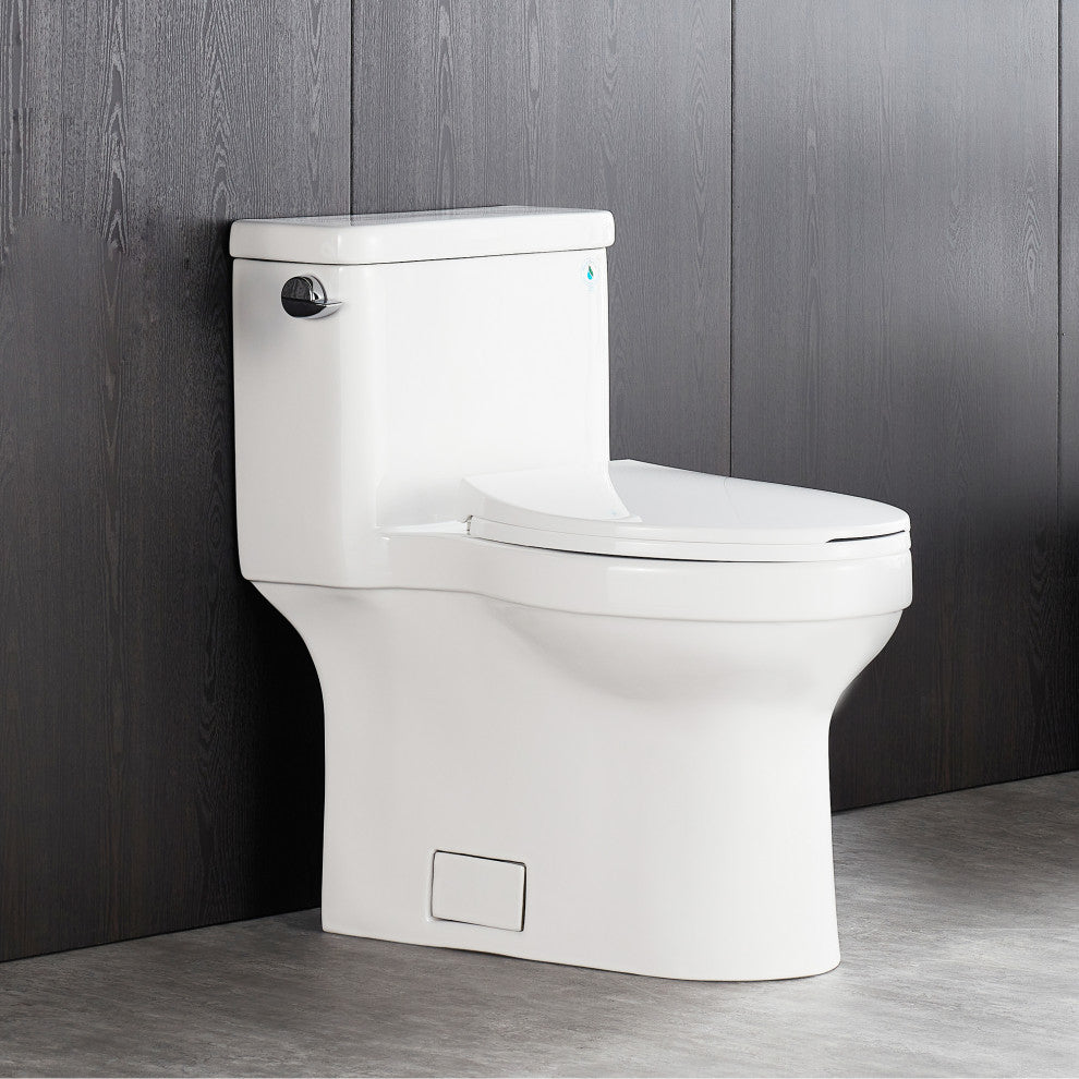 White ADA Comfortable Height toilet Elongated One Piece High-Efficiency Flush