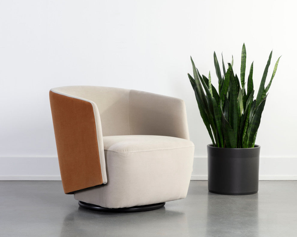 Sarina Swivel Lounge Chair, Meg Taupe / Meg Gold