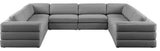 Beckham Linen Textured Fabric 8-Piece Modular U-Shaped Sectional, Grey