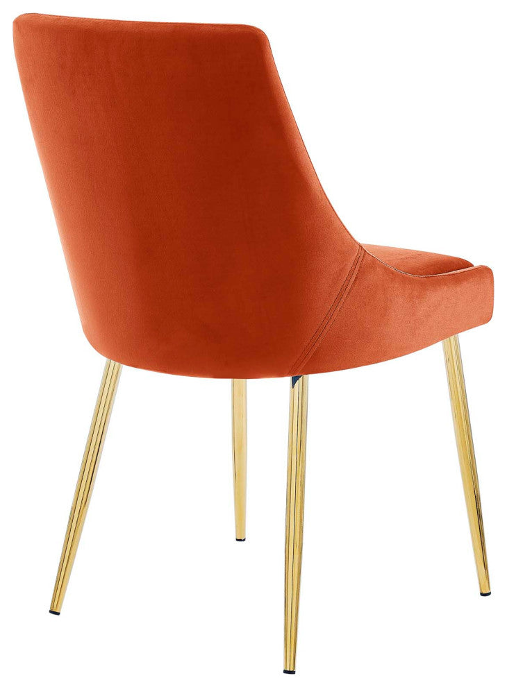 Viscount Performance Velvet Dining Chairs Set of 2 Gold Orange