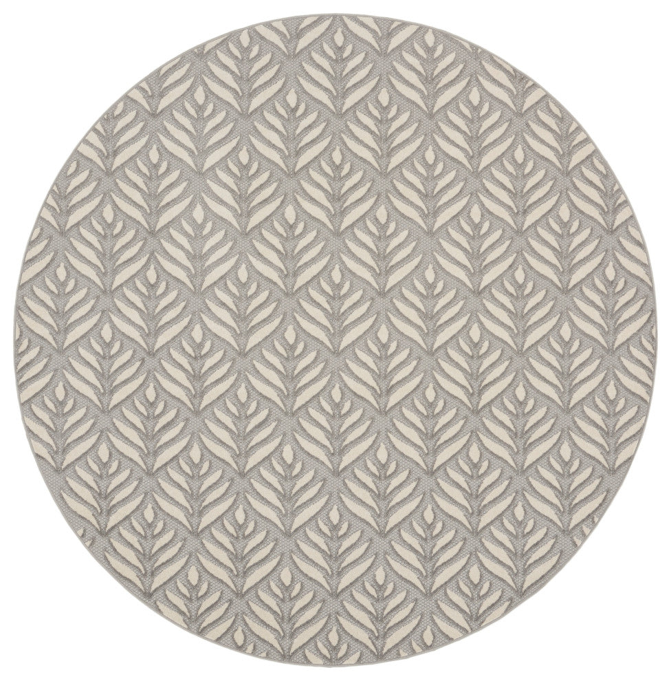 Nourison Aloha 7'10" Round Grey Tropical Area Rug