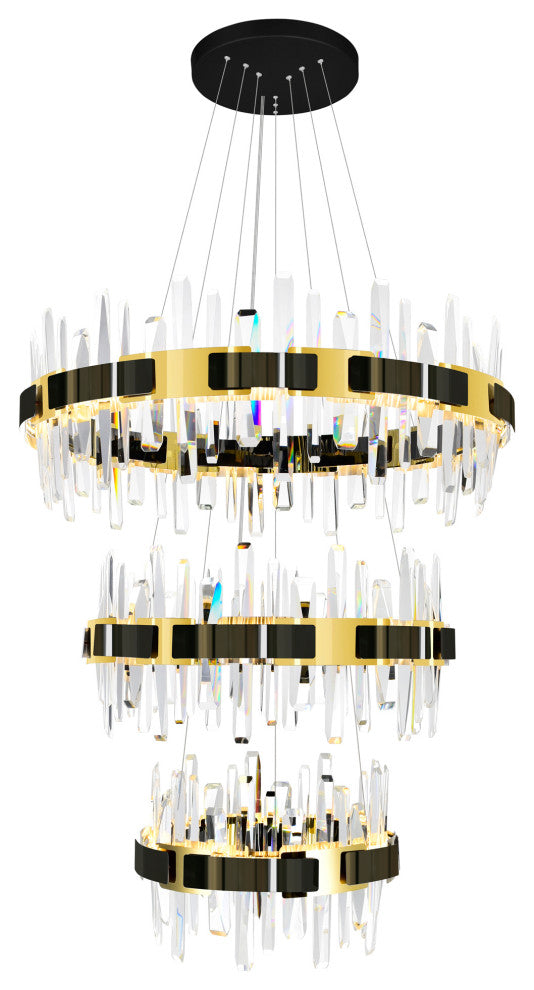 Aya LED Integrated Pearl Black Chandelier