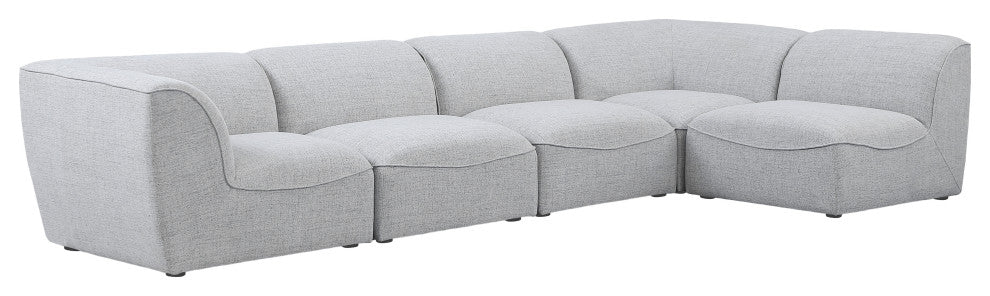 Miramar Linen Textured Fabric  5-Piece Modular L-Shaped Sectional, Grey