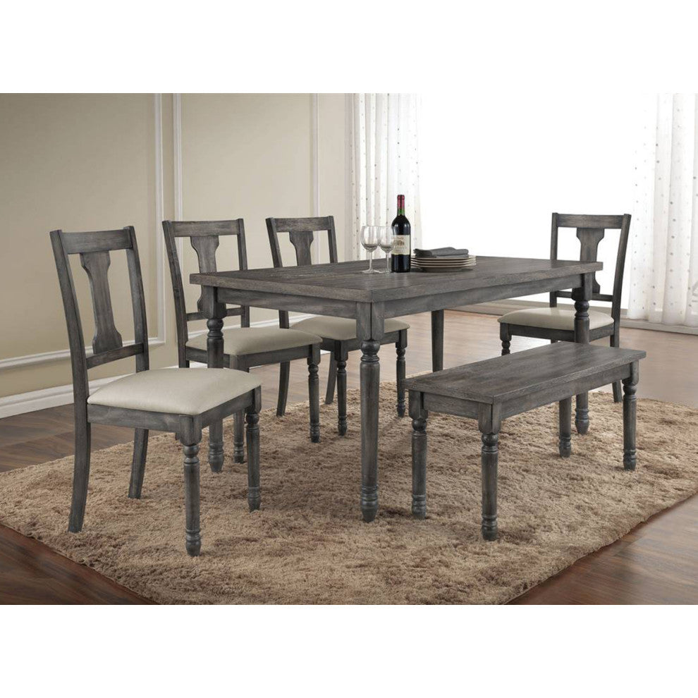 Set of 2 Linen Upholstered Side Chair, Tan/Weathered Gray Finish