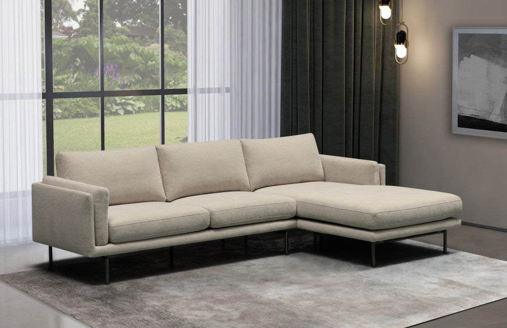 Aurora 2-Piece Stain-Resistant Fabric Sectional, Beige