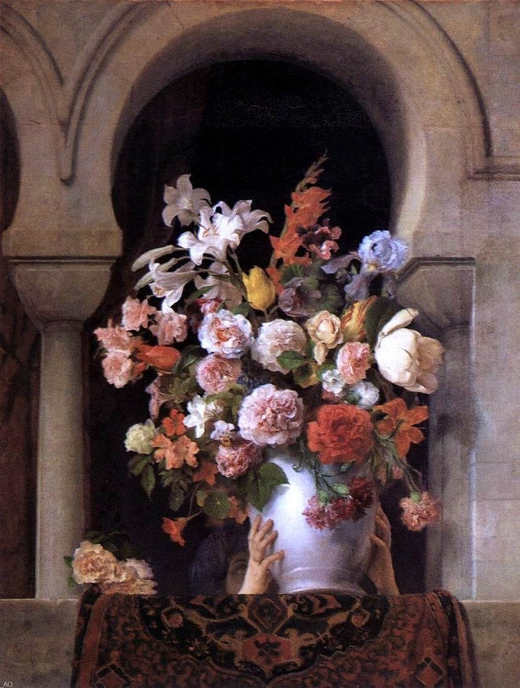 Francesco Hayez Flowers, 21"x28" Wall Decal Print