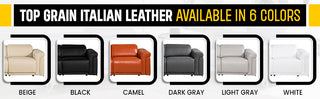 Giovanni 7-Piece 3-Power Reclining Italian Leather Sectional, White
