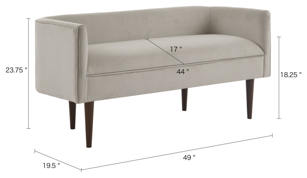 Madison Park Farrah Cream Velvet Low Back Accent Bench