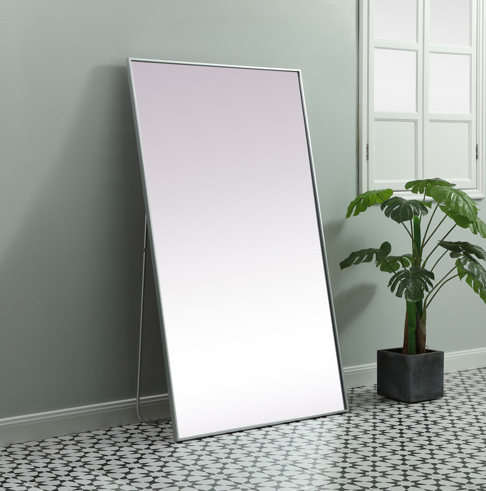 Metal Frame Rectangle Full Length Mirror 36X60 Inch, Silver