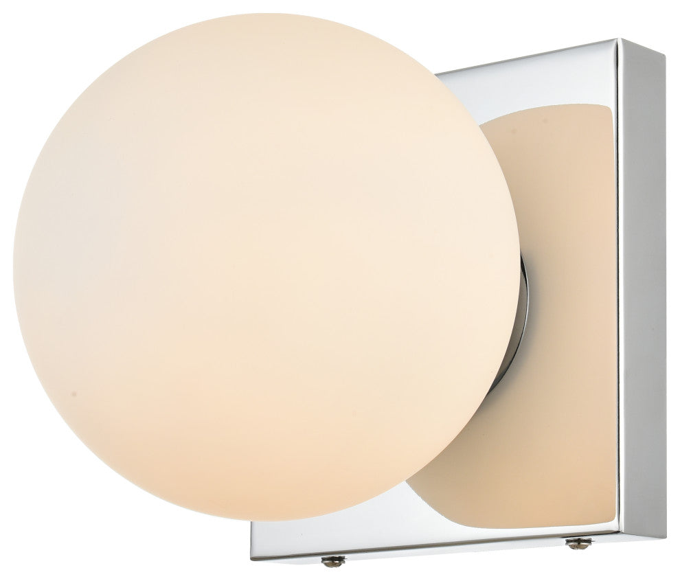 1 Light Chrome And Frosted White Bath Sconce