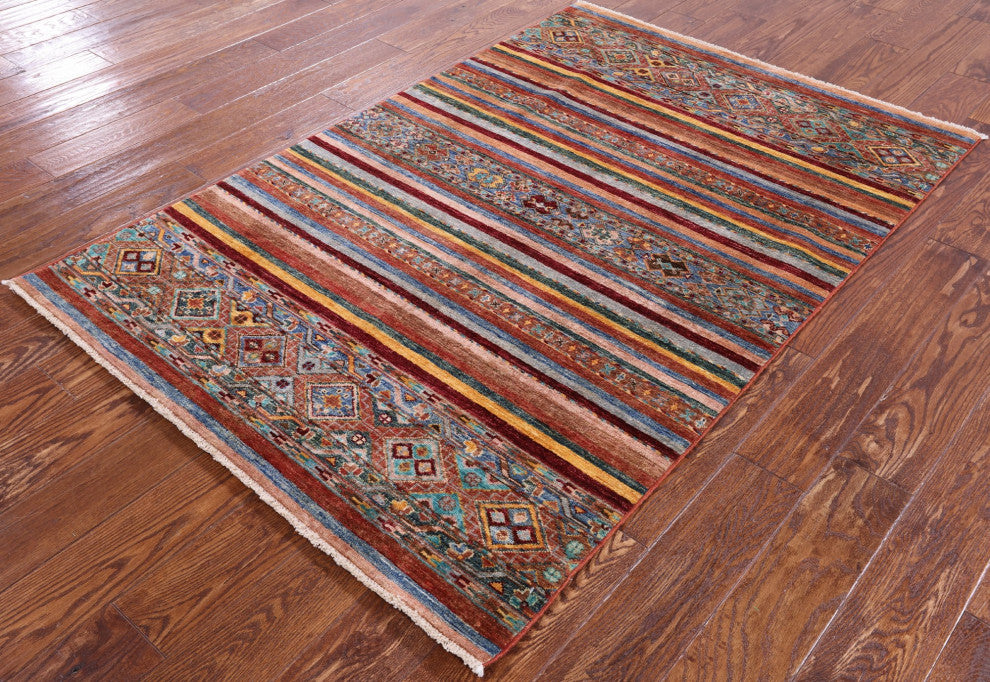 3' 11" X 5' 10" Khorjin Super Kazak Hand Knotted Rug Q7457