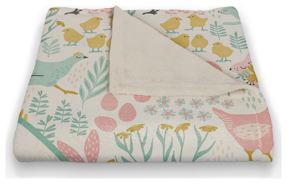 Bunny Kisses and Easter Wishes 50x60 Coral Fleece Blanket