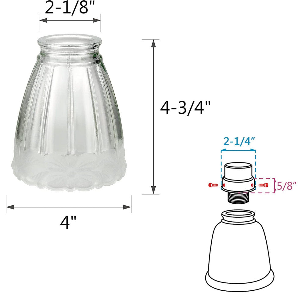 23173-4 Replacement Clear Ceiling Fan Glsss Shade, 4 Pack.