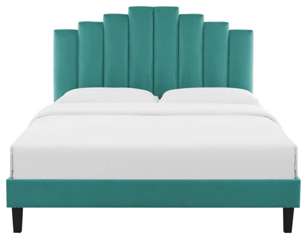 Elise King Performance Velvet Platform Bed Teal