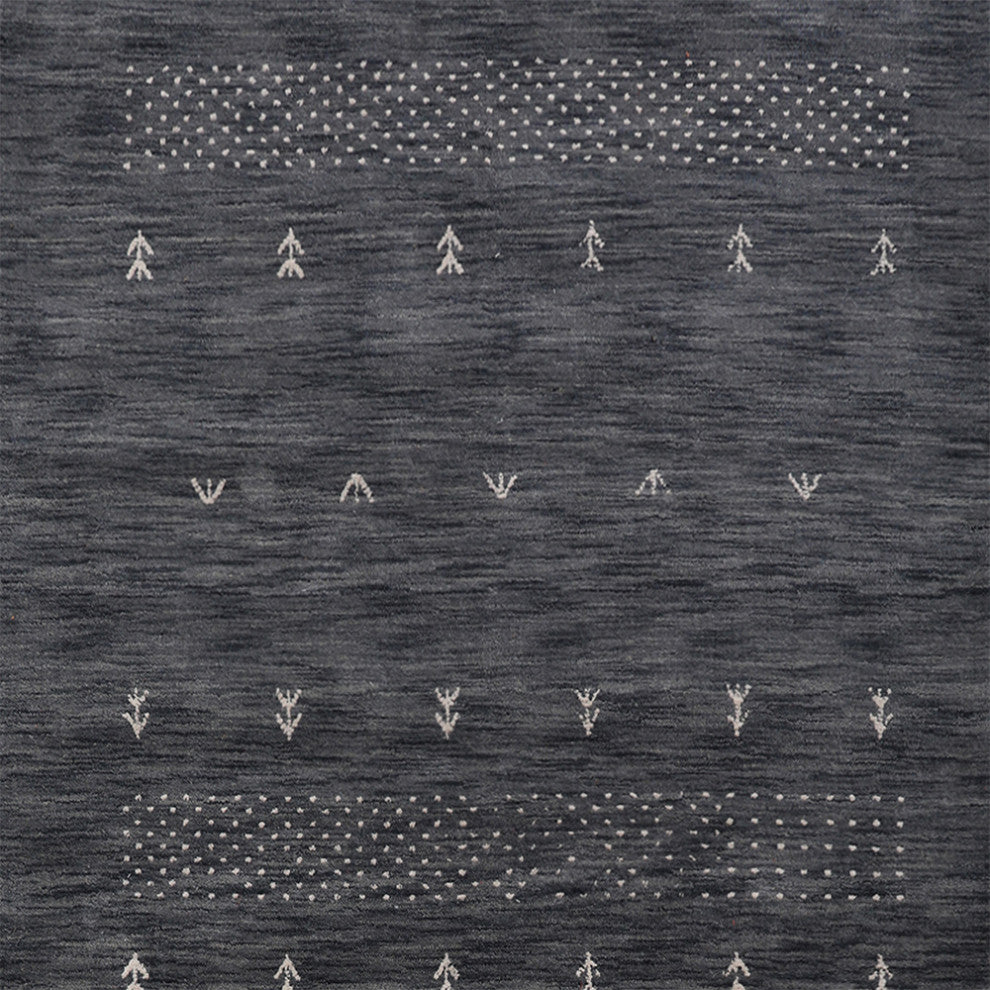 HAND KNOTTED LOOM WOOL ECO-FRIENDLY AREA RUGS - Rectangle,Charcoal,Contemporary